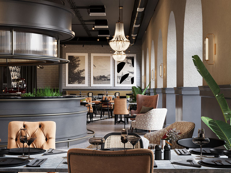 Zewnętrzna strefa restauracji Trattoria La Pentola z widokiem na wybrzeże