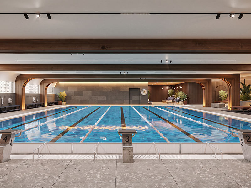 Piscine intérieure avec couloirs de nage au Valamar Diamant Hotel à Poreč.