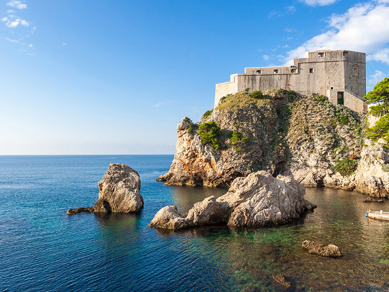 Fort Lovrijenac perched above the sea with stunning views, used in Game of Thrones