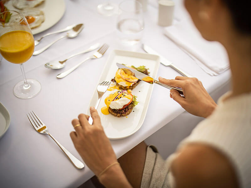 Nahaufnahme eines angerichteten Gerichts in einem Gourmetrestaurant in Dubrovnik