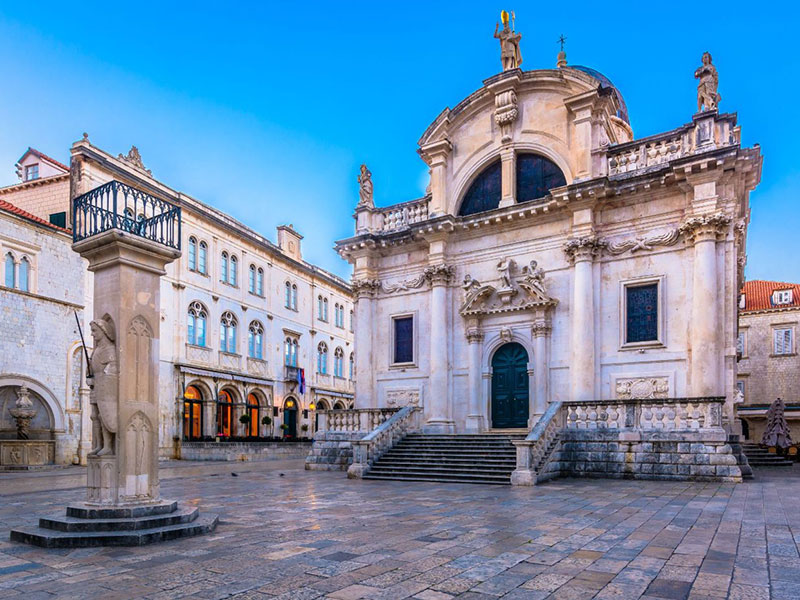 Church of St. Blaise with steps and historical façade in Dubrovnik