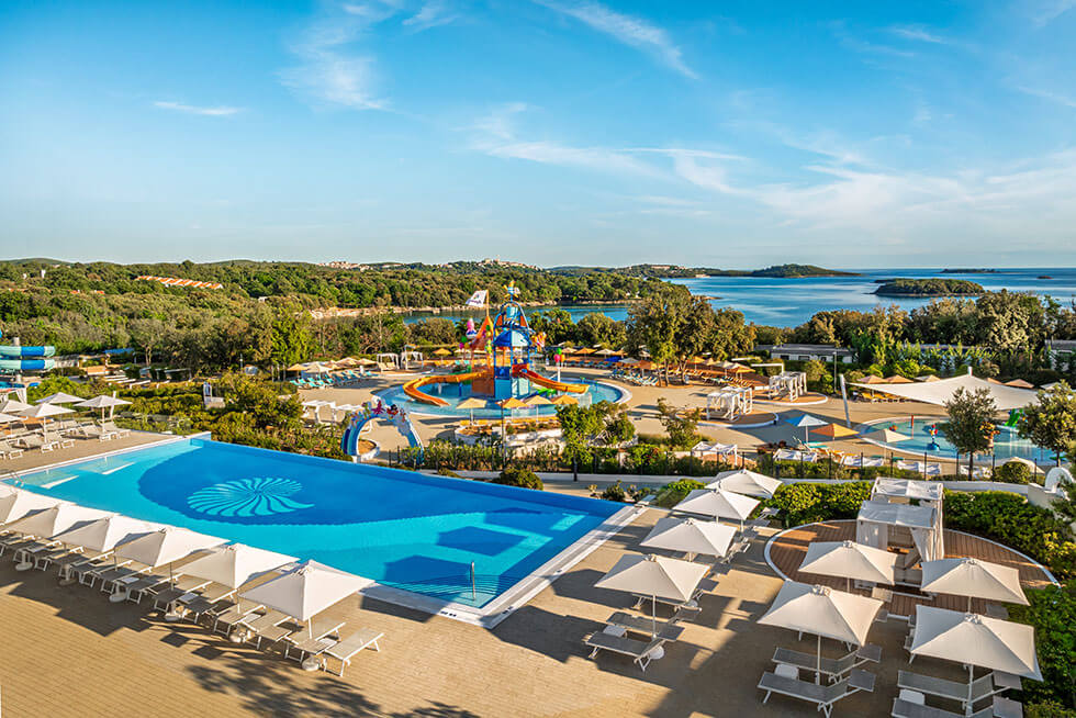Arial view of Valamar Camping Istra, a luxury 5-star camping resort in Funtana, Istria, near Poreč