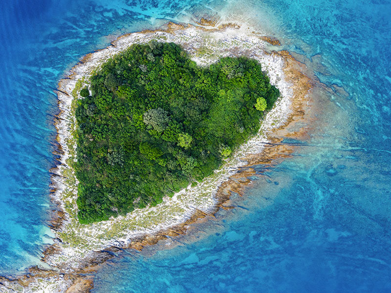 a heart-shaped island in the Adriatic Sea, symbolizing Istria’s charm