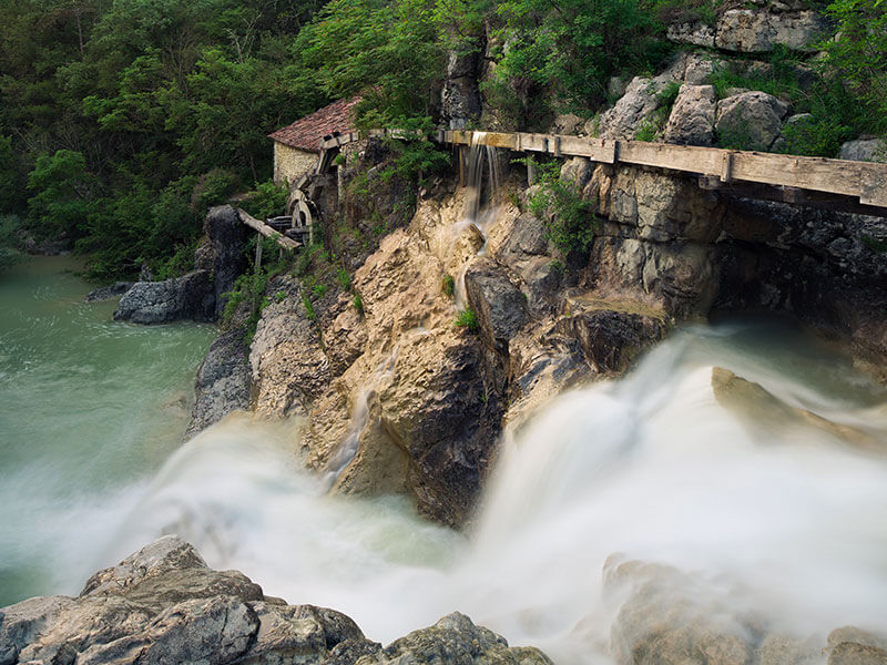 Kotli Waterfalls and old mill near Buzet, Istria