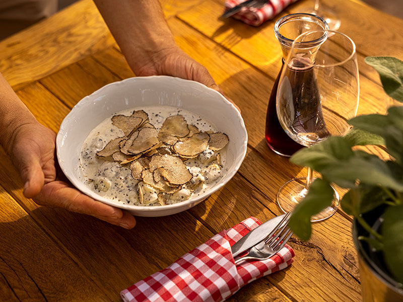 Traditional Istrian dish with shaved truffles