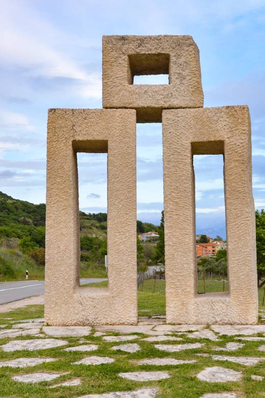 Historic stone monument on the island of Krk, one of the cultural attractions of Kvarner, Croatia.