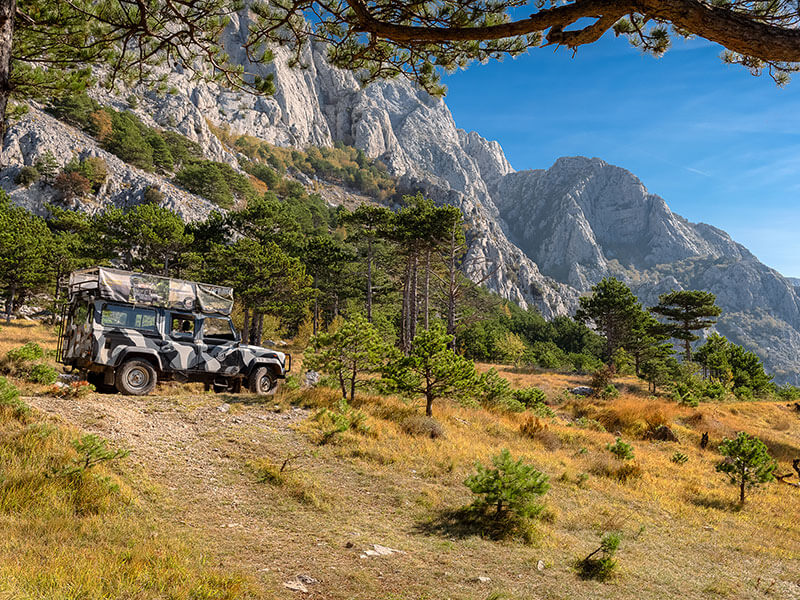 Off-road vehicle exploring Biokovo Nature Park