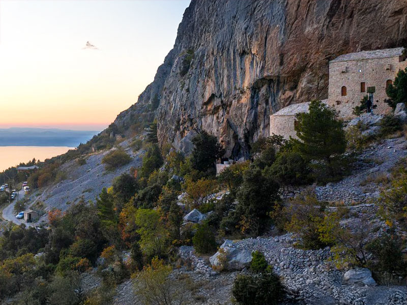 Kotišina fortress nestled in cliffs above Makarska