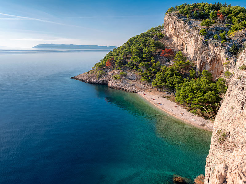 Solarić beach tucked into Makarska’s shoreline