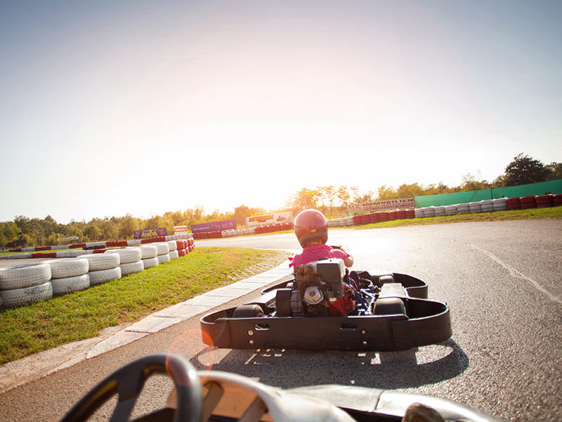 Go-kart racing track at Motodrom Poreč with driver in action