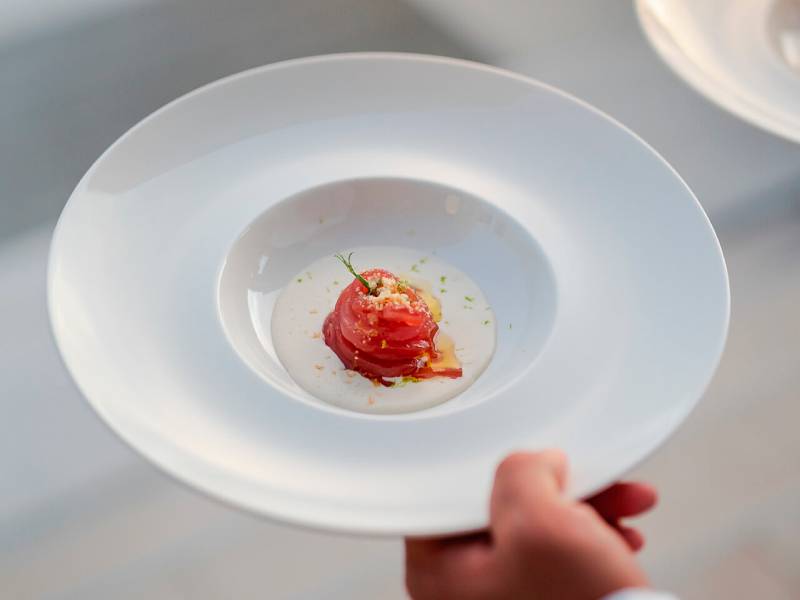 Gourmet dish served at Peterokutna Kula Restaurant in historic Poreč tower