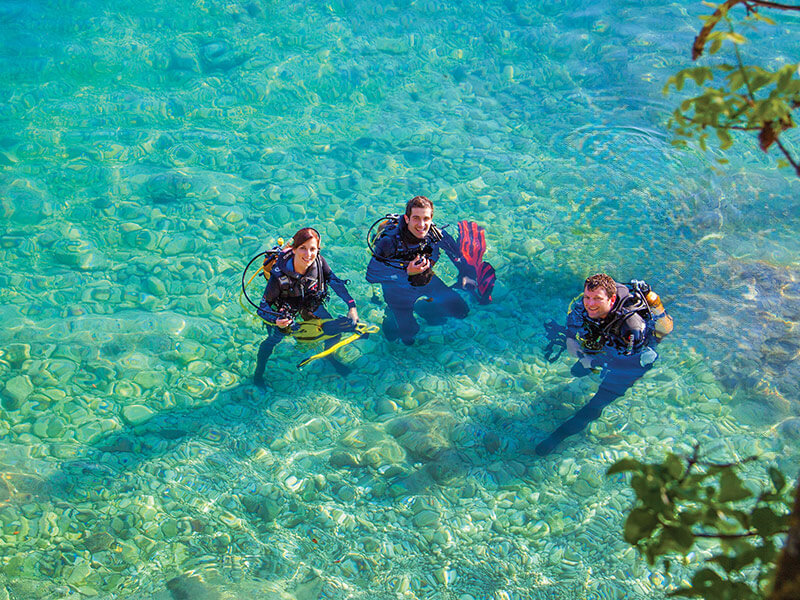 Divers enjoying vibrant clear waters in Istria