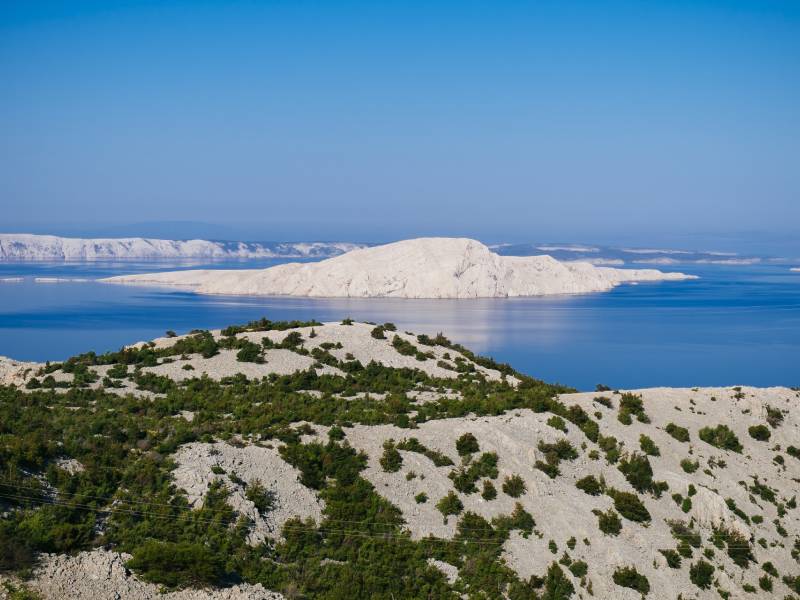 Former prison, island near Rab with barren landscape