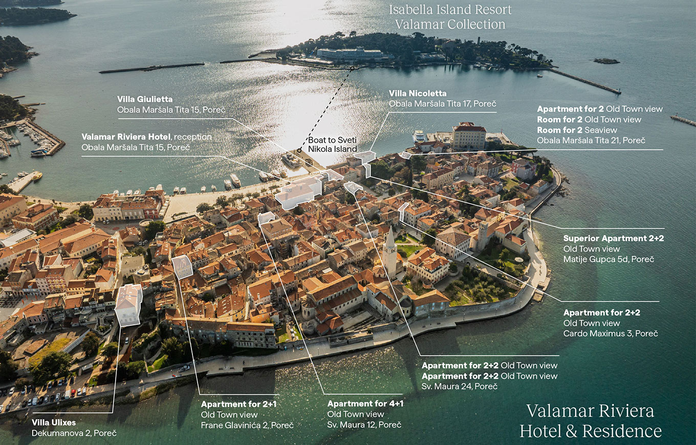 Luftaufnahme der Altstadt von Poreč