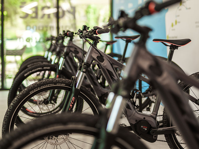 Valamar bike center featuring a selection of rental bicycles and a cycling route map for exploring