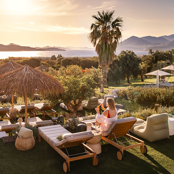 Woman relaxing at the outdoor spa at Valamar Lacroma Hotel in Dubrovnik