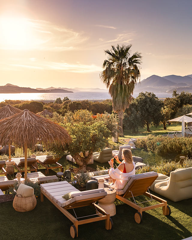 Woman relaxing at the outdoor spa at Valamar Lacroma Hotel in Dubrovnik